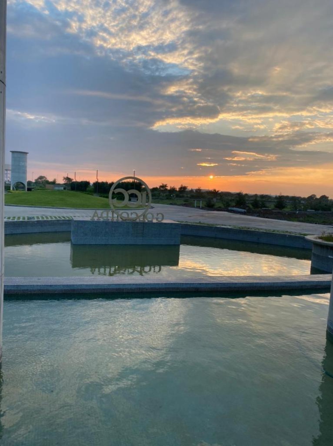 Golconda fountain at sunset